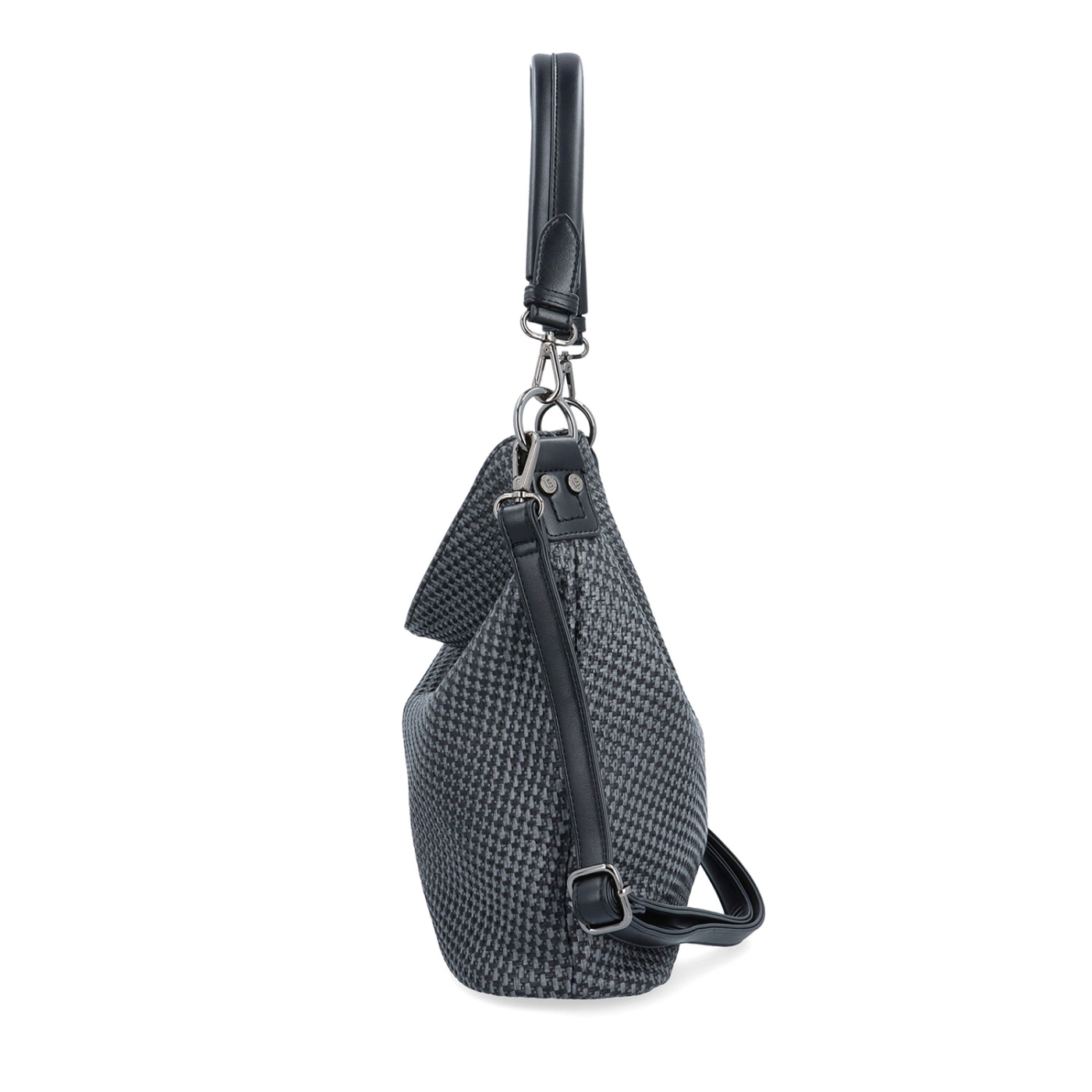 Ležérní kabelka typu hobo s odepínatelnými popruhy Le Sands materiál syntetická kůže zapínání na zip barva černá velikost střední 4621 C Z boku