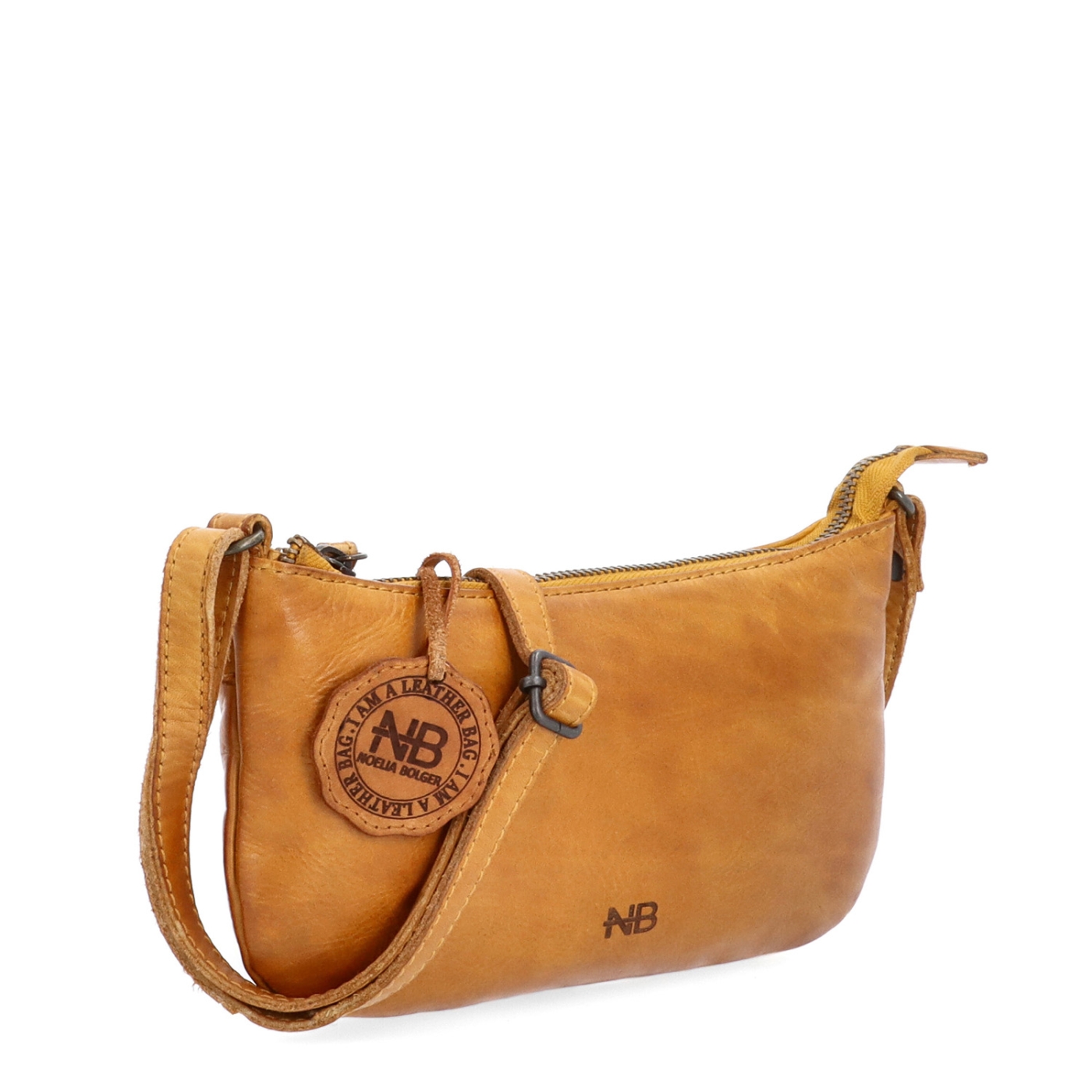 Malá elegantní kožená crossbody kabelka Noelia Bolger materiál kůže zapínání na zip barva žlutá velikost malá NB 2420 ZLU