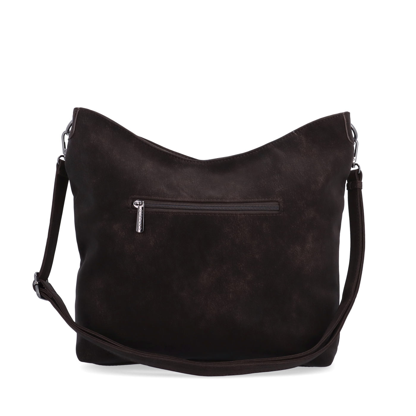 Stylová crossbody kabelka s odepínacím řetízkem Carmelo materiál syntetická kůže zapínání na zip barva hnědá velikost střední 4660 TH Zezadu