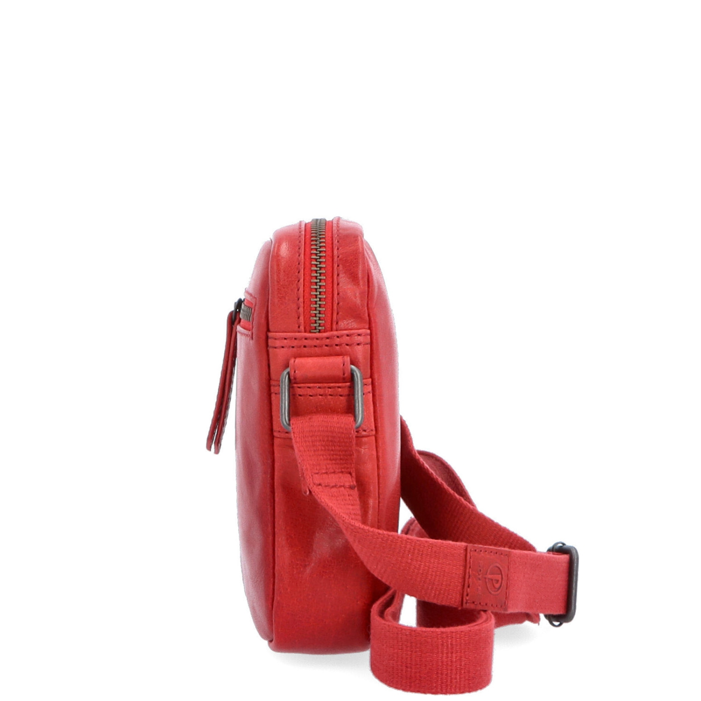 Malá kožená crossbody Poyem materiál kůže zapínání na zip barva červená velikost malá 2220 Poyem CV Z boku