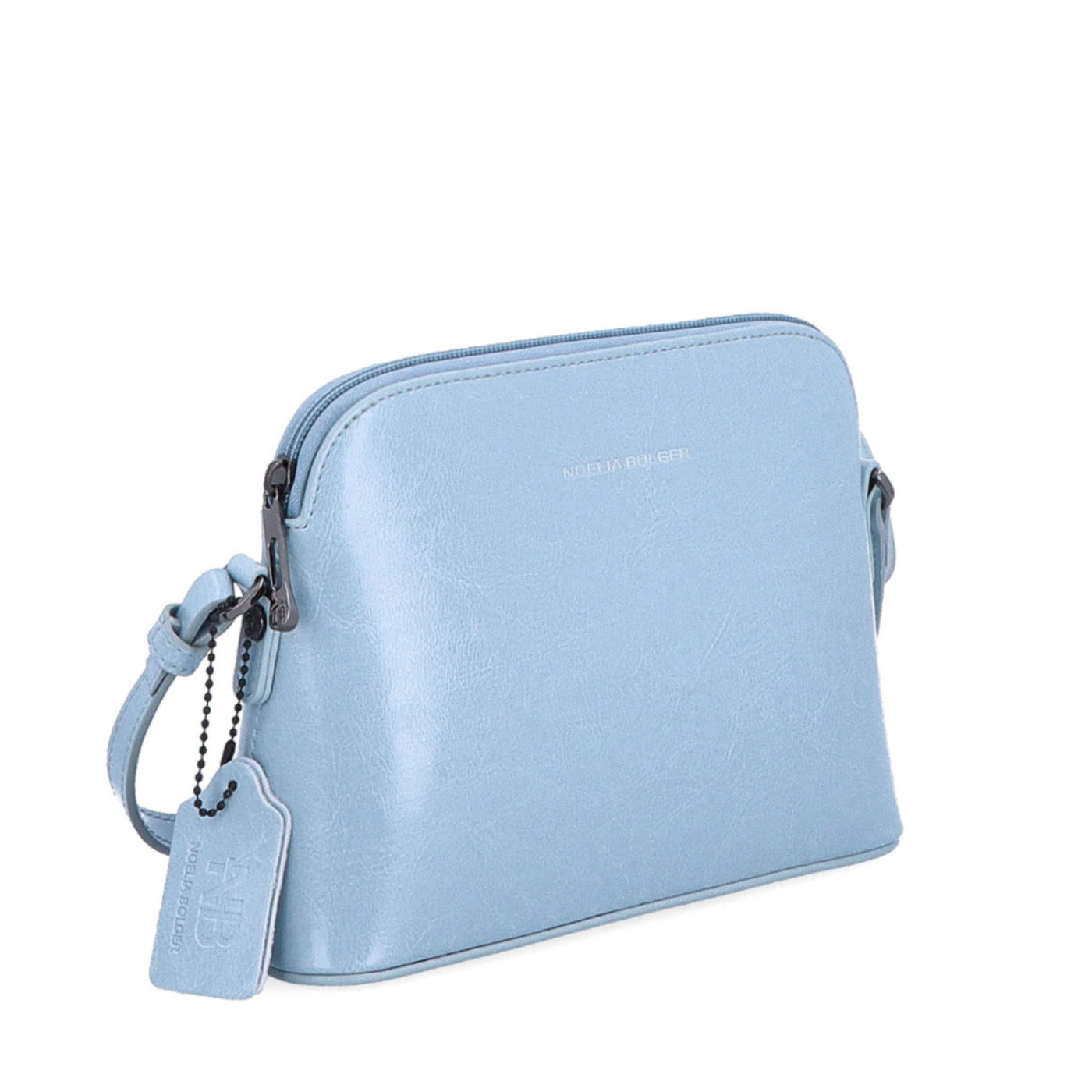 Luxusní malá kožená crossbody kabelka Noelia Bolger materiál kůže zapínání na zip barva modrá velikost malá NB 0080 SM