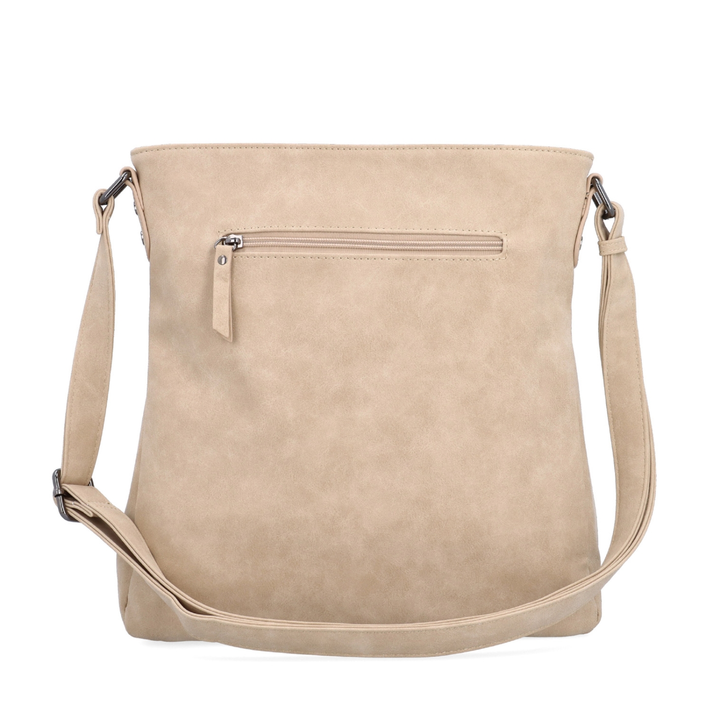 Stylová crossbody kabelka s čistým designem Tangerin materiál syntetická kůže zapínání na zip barva béžová velikost střední 1101 BE Zezadu