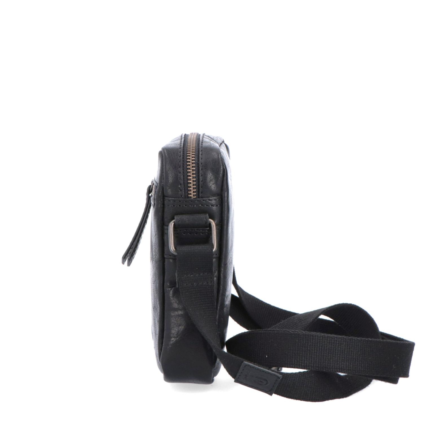 Malá kožená crossbody Poyem materiál kůže zapínání na zip barva černá velikost malá 2220 Poyem C Z boku