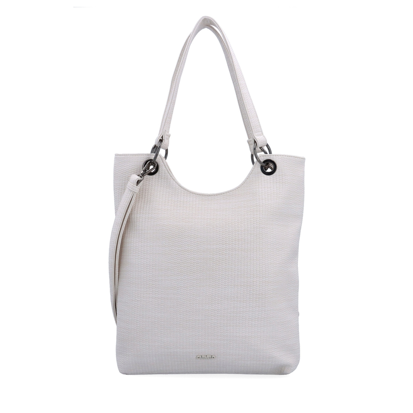 Městská kabelka s odepínacím crossbody popruhem Carmelo materiál syntetická kůže zapínání na zip barva béžová velikost střední 4395 K Zepředu