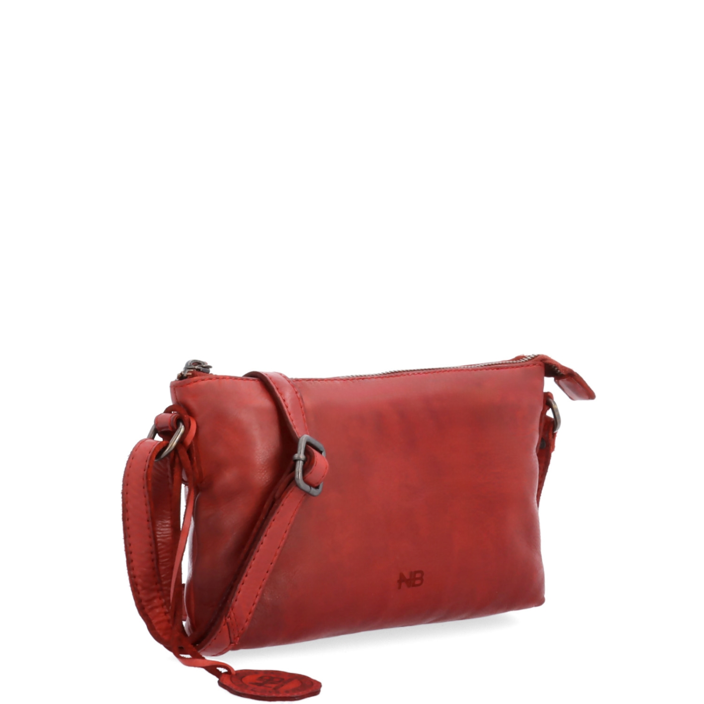 Kožená crossbody s čistými liniemi Noelia Bolger materiál kůže zapínání na zip barva červená velikost malá NB 2414 CV