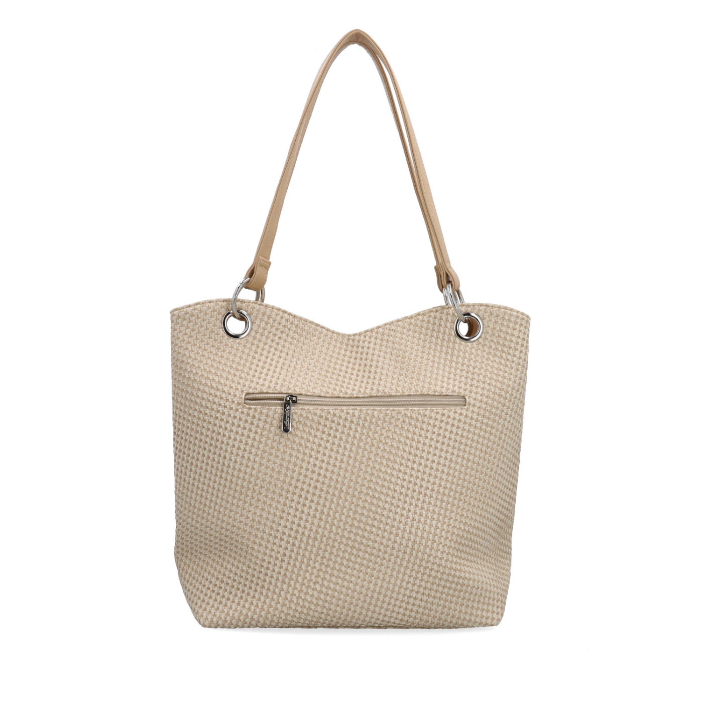 Praktická shopper kabelka s členěným interiérem Le Sands materiál syntetická kůže zapínání na zip barva béžová velikost velká 4619 NAT Zezadu