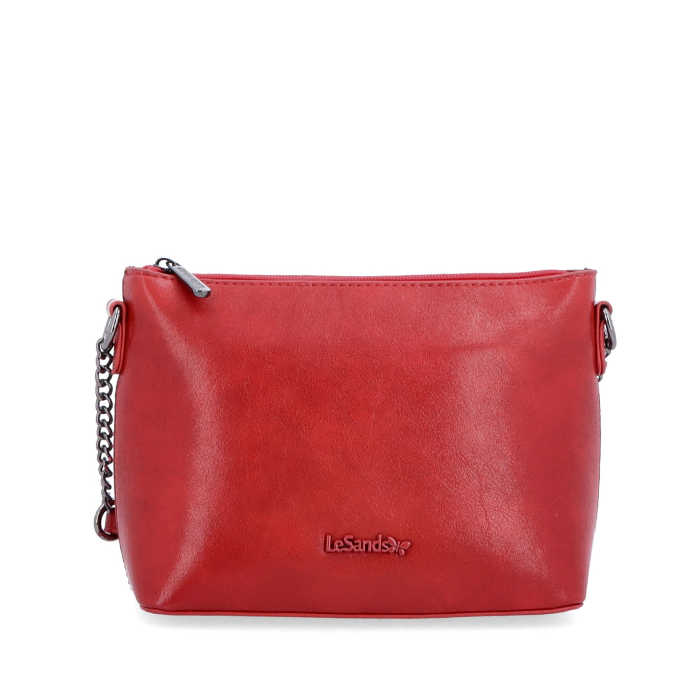 Společenská crossbody kabelka s řetízkem Le Sands materiál syntetická kůže zapínání na zip barva červená velikost malá 7708 CV Zepředu