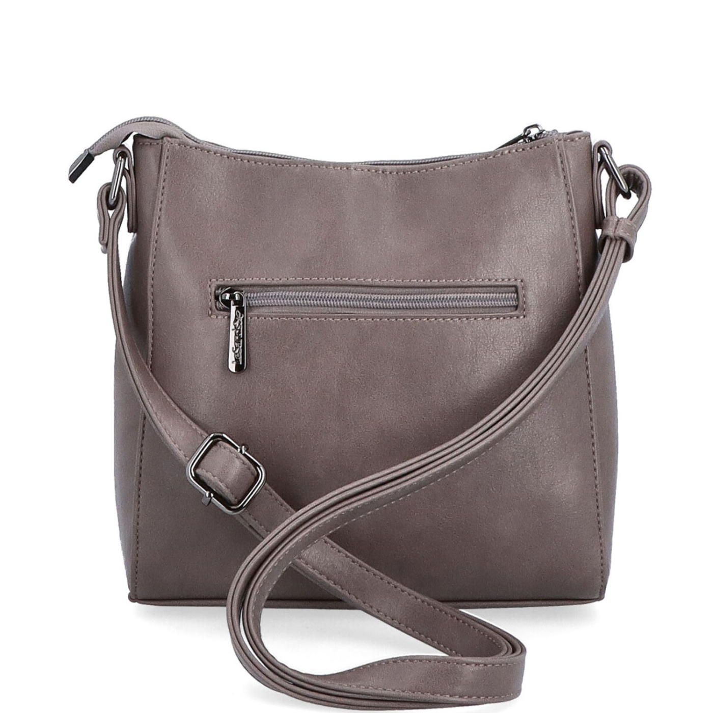 Minimalistická crossbody kabelka do města Le Sands materiál syntetická kůže zapínání na zip barva taupe velikost malá 7706 T Zezadu