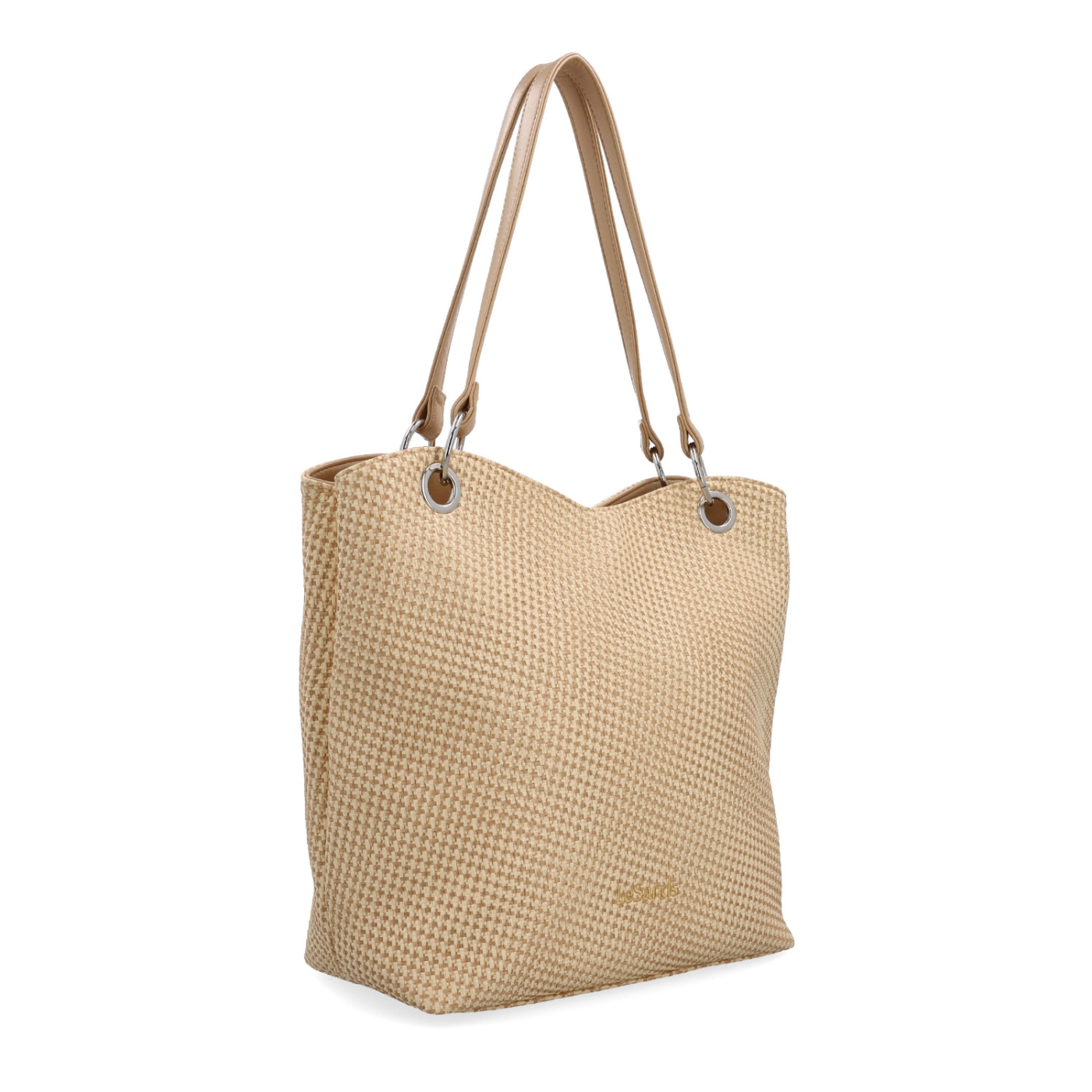 Praktická shopper kabelka s členěným interiérem LeSands materiál syntetická kůže zapínání na zip barva béžová velikost velká 4619 BE