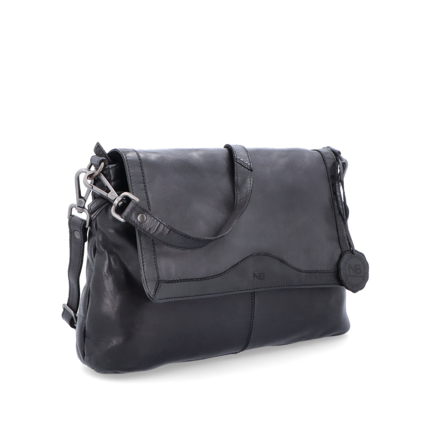 Crossbody kabelka z pravé kůže s klopou Noelia Bolger materiál kůže zapínání s klopou barva černá velikost střední NB 2024 C