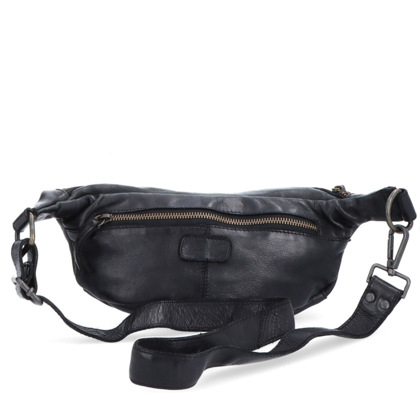 Moderní kožená crossbody ledvinka Noelia Bolger materiál kůže zapínání na zip barva černá velikost malá NB 2402 C Zezadu