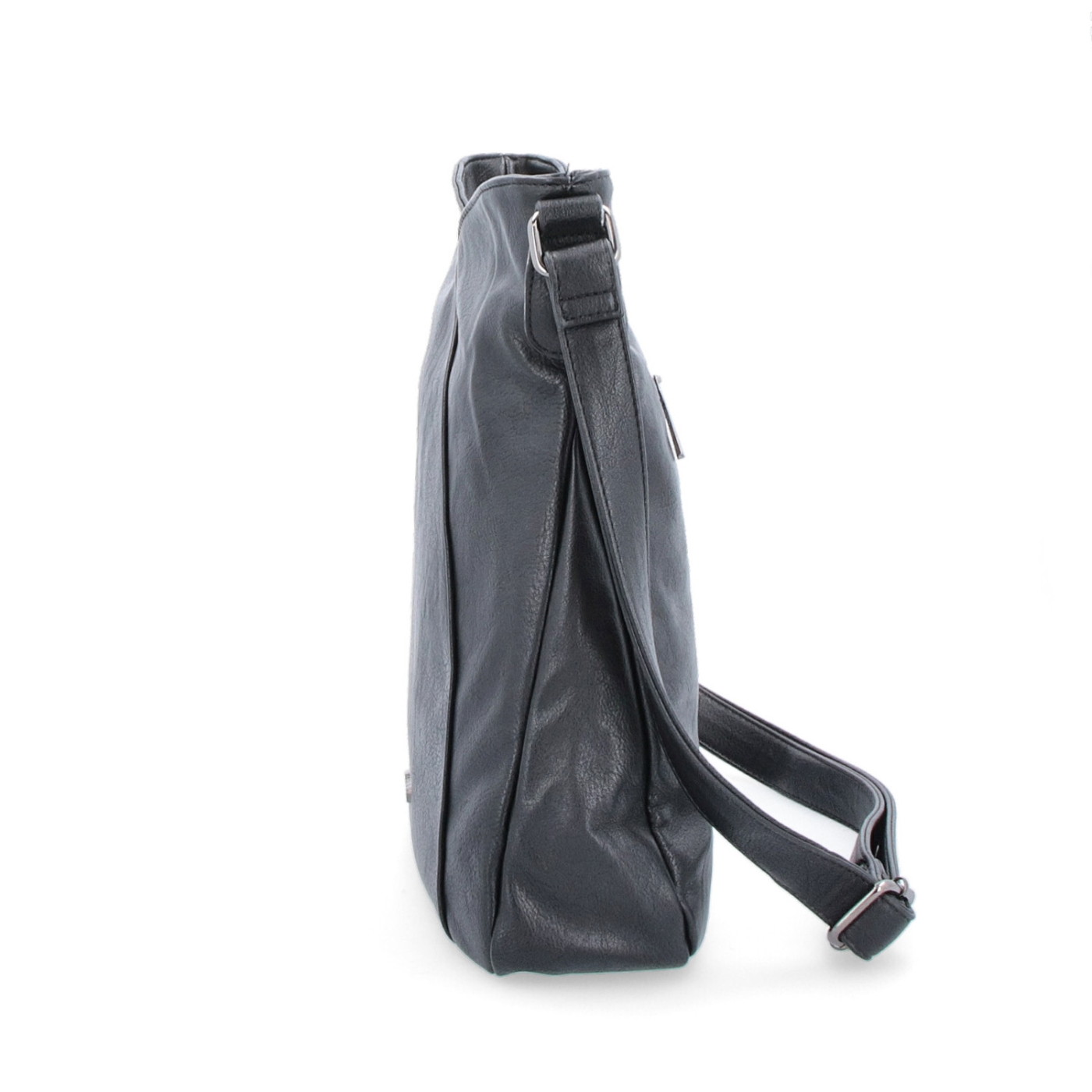 Asymetrická crossbody kabelka s prošíváním Tangerin materiál syntetická kůže zapínání na zip barva černá velikost střední 8023 C Z boku