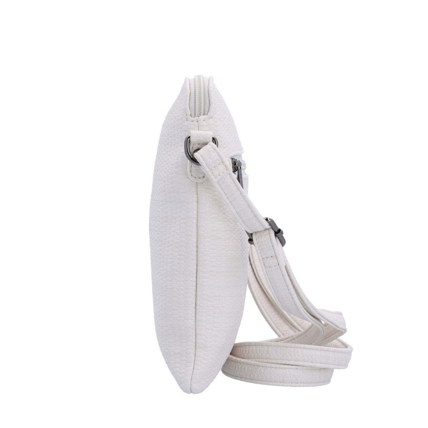 Minimalistická crossbody kabelka s jemným vzorem Carmelo materiál syntetická kůže zapínání na zip barva béžová velikost malá 4397 K Z boku