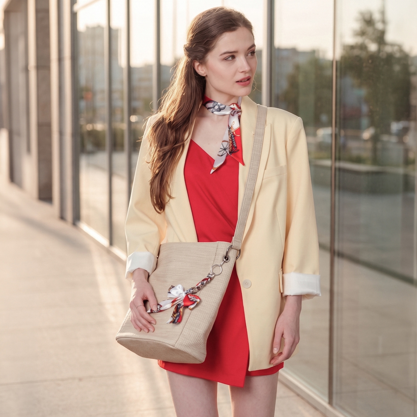 Přívěsek na kabelku s mašlí a karabinkou Indee materiál textil barva multicolor D016 Lifestyle