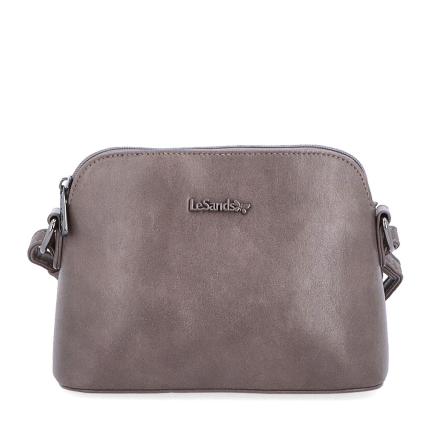 Minimalistická crossbody kabelka LeSands materiál syntetická kůže zapínání na zip barva taupe velikost malá 7710 T Zepředu