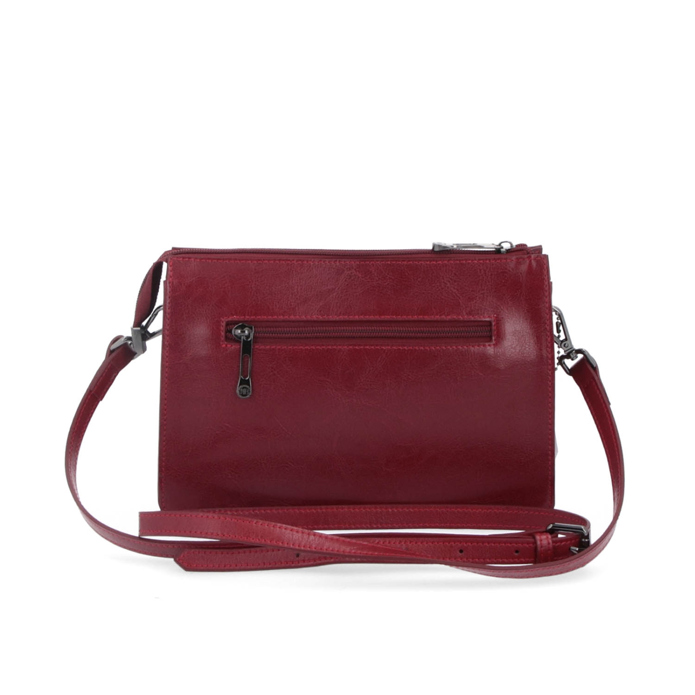 Malá kožená crossbody kabelka Noelia Bolger materiál kůže zapínání na zip barva červená velikost malá NB 0046 TCV Zezadu