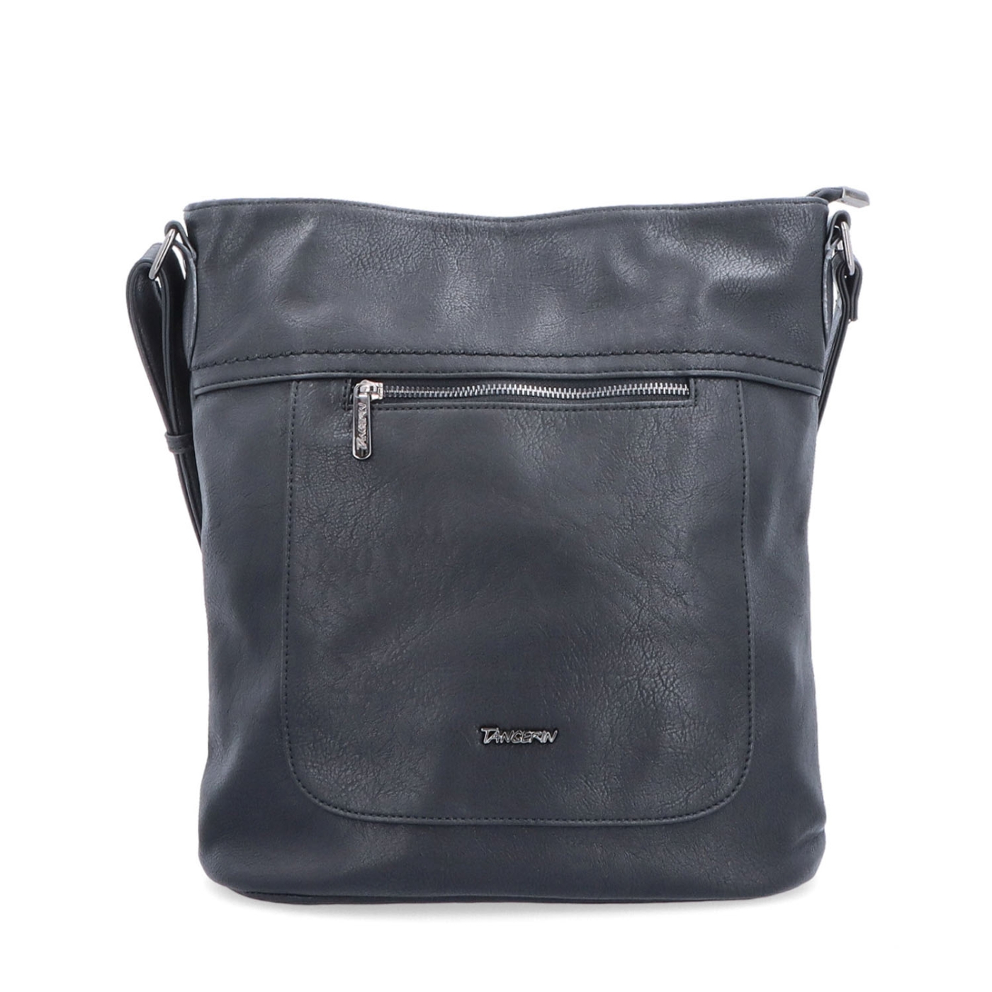 Crossbody kabelka s přední a zadní kapsou Tangerin materiál syntetická kůže zapínání na zip barva černá velikost střední 8036 C Zepředu