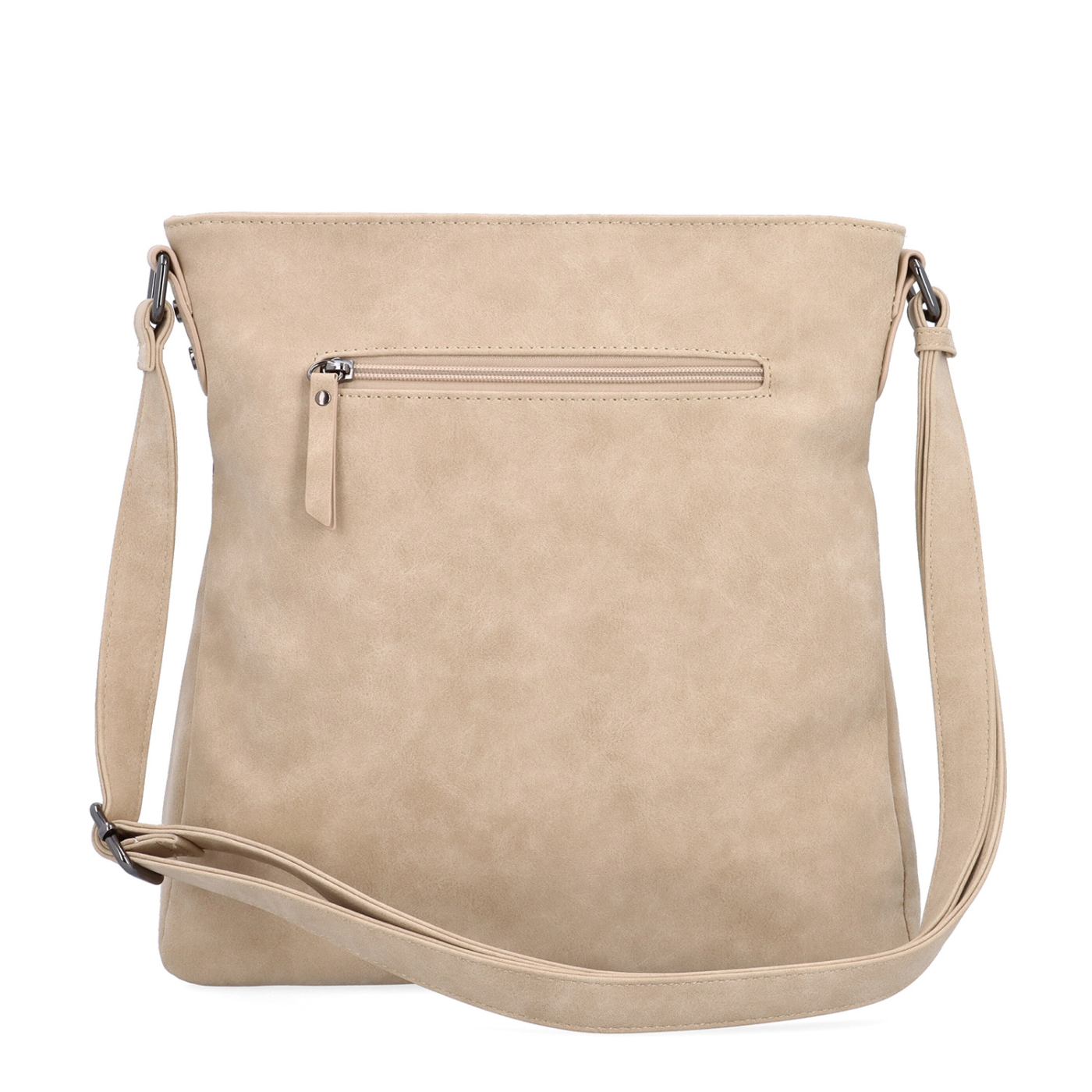 Crossbody kabelka s originálním designem Tangerin materiál syntetická kůže zapínání na zip barva béžová velikost střední 1118 BE Zezadu