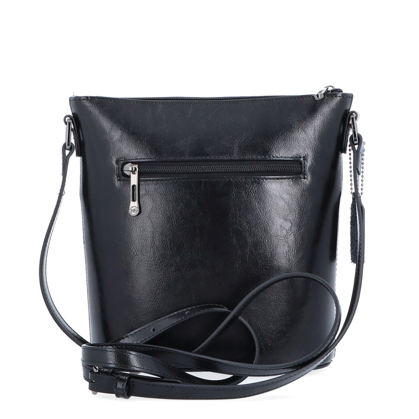 Luxusní kožená crossbody kabelka Noelia Bolger materiál kůže zapínání na zip barva černá velikost malá NB 0077 C Zezadu