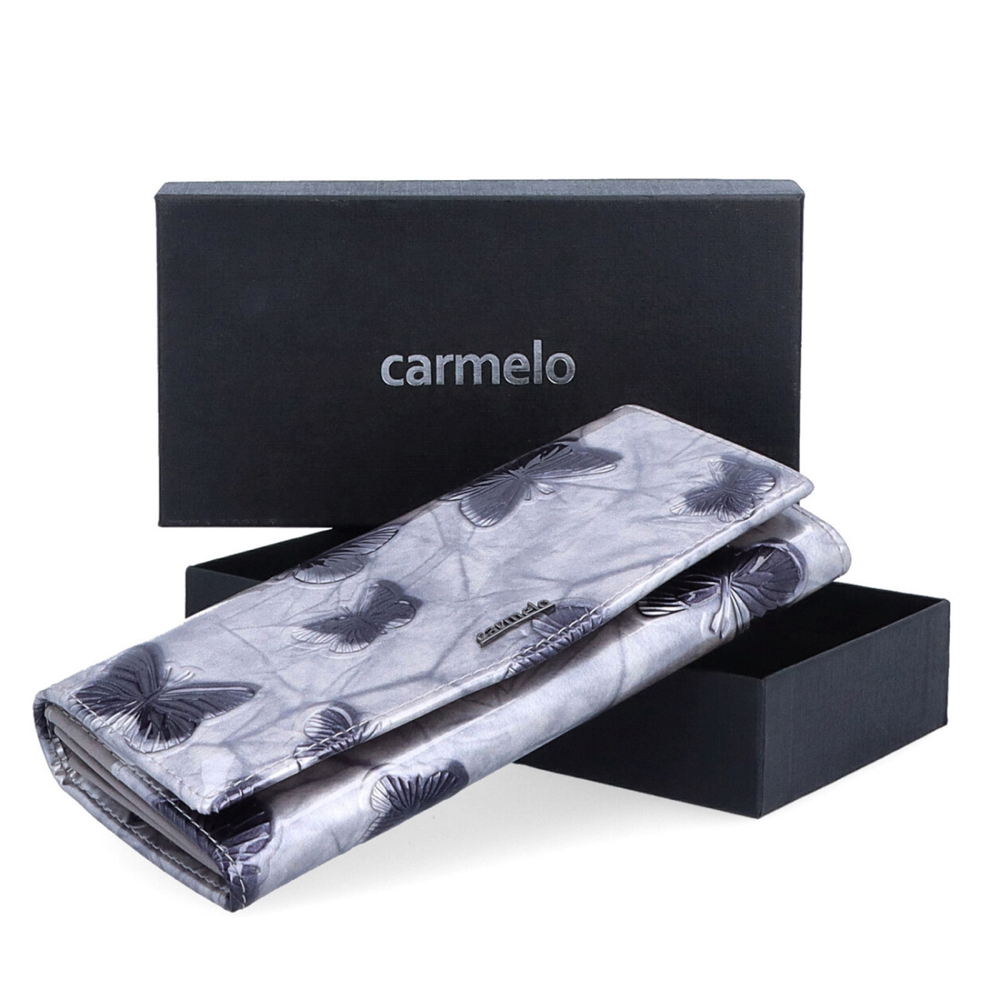Elegantní dlouhá peněženka Carmelo materiál kůže zapínání na cvoček barva bílá velikost velká 2109 M OW Krabička