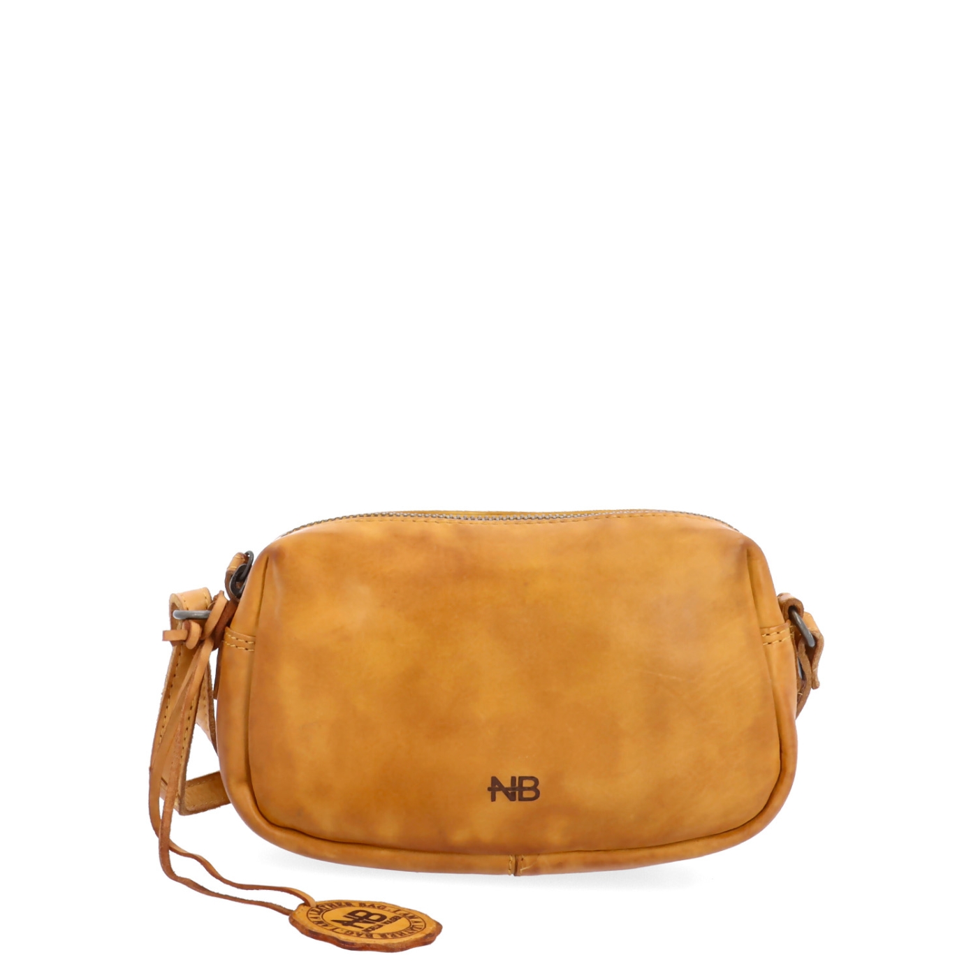 Minimalistická kožená crossbody kabelka Noelia Bolger materiál kůže zapínání na zip barva žlutá velikost malá NB 2417 ZLU Zepředu