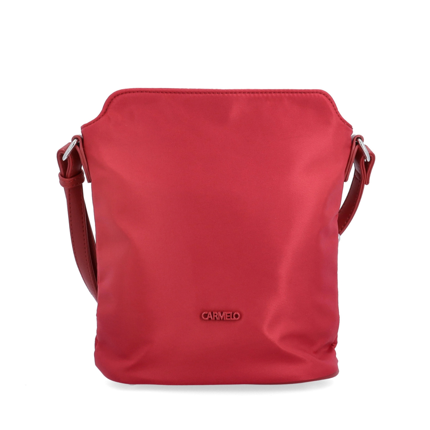 Praktická crossbody kabelka s extra kapsou Carmelo materiál nylon zapínání na zip barva červená velikost malá 6607 CV Zepředu