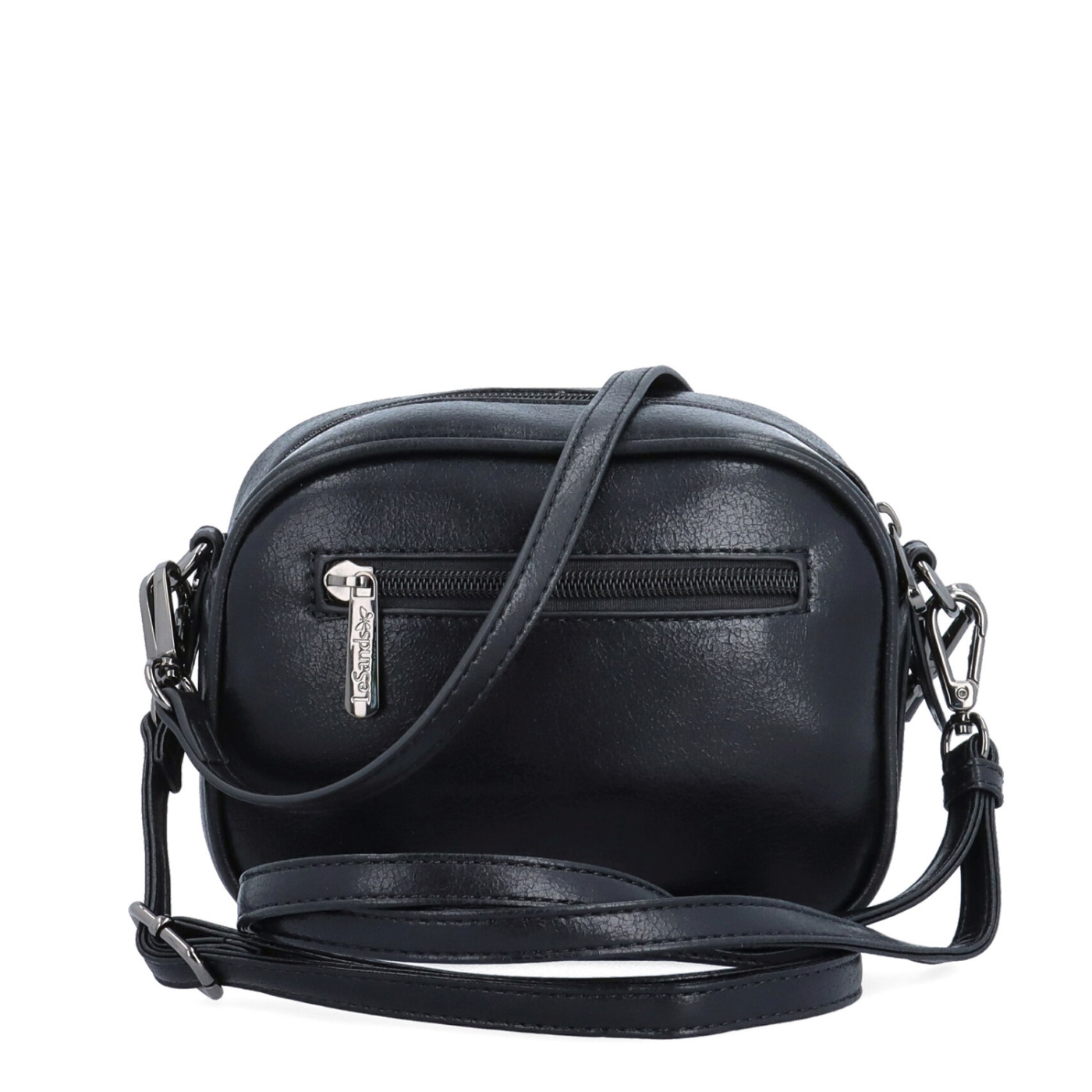 Malá crossbody kabelka s odnímatelným popruhem LeSands materiál syntetická kůže zapínání na zip barva černá velikost malá 4370 C Zezadu