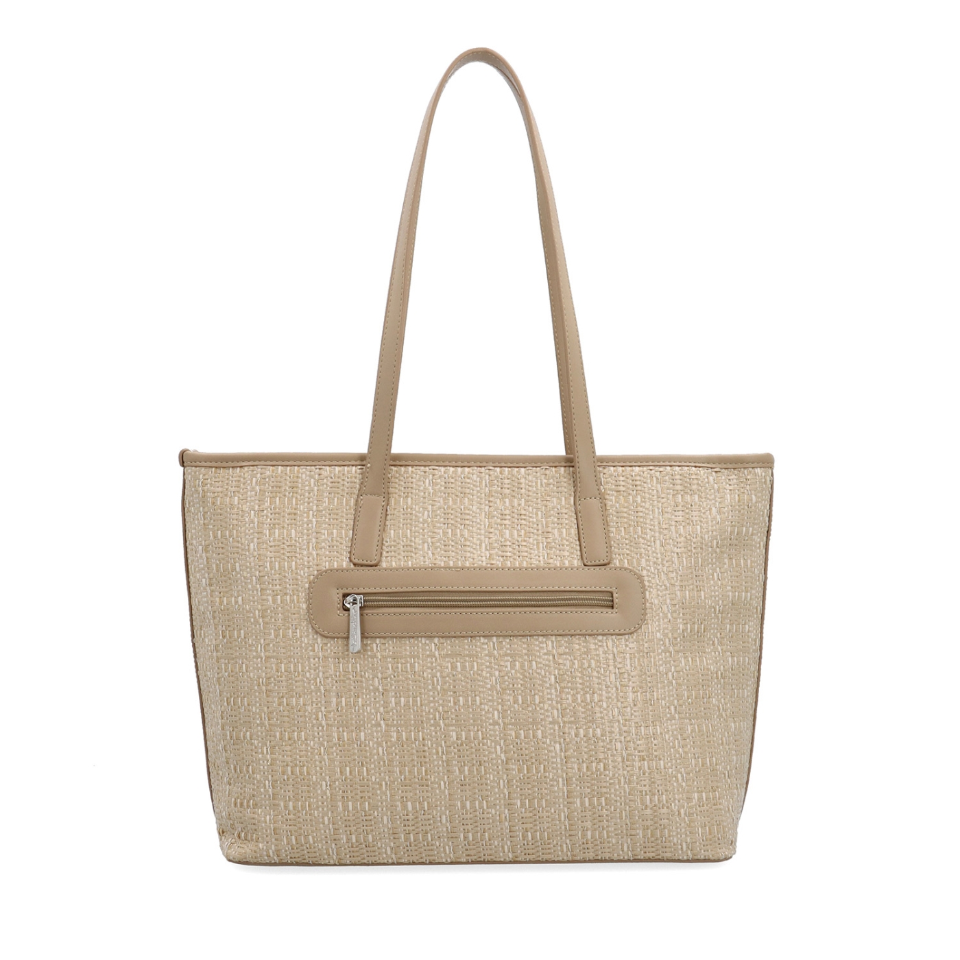 Lehká shopper kabelka ve straw stylu Le Sands materiál syntetická kůže zapínání na zip barva béžová velikost velká 4617 BE Zezadu