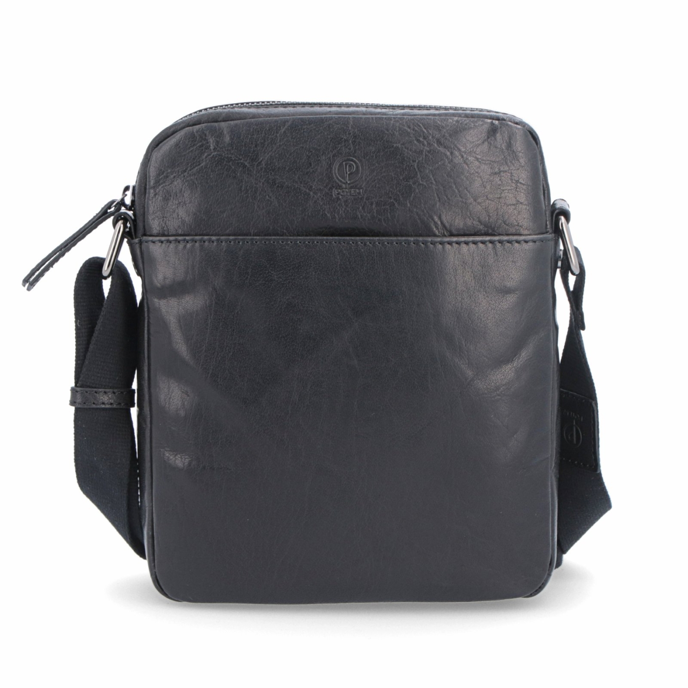 Kožená crossbody taška Poyem materiál kůže barva černá velikost malá 2200 Poyem C Zepředu
