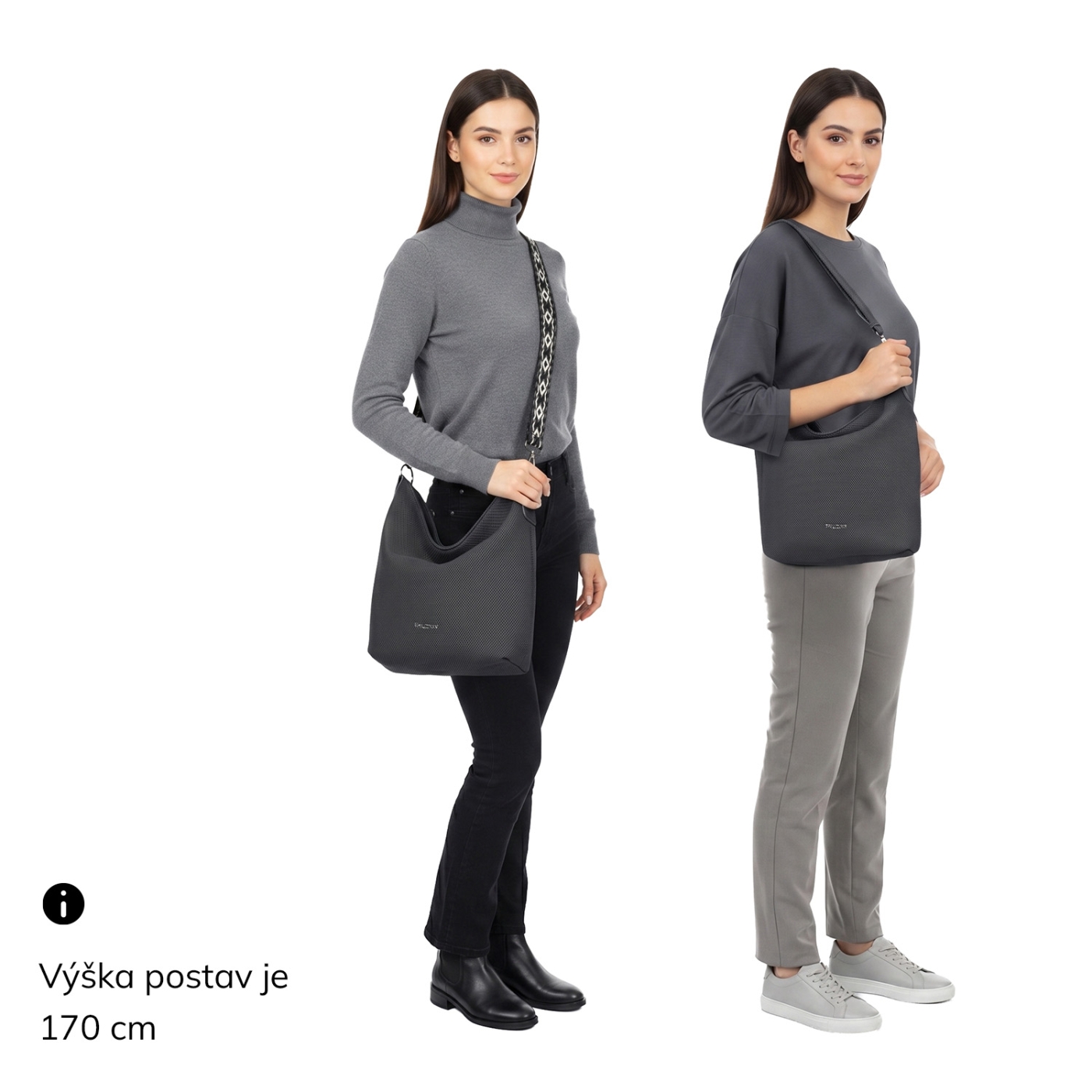 Městská kabelka stylu hobobag s odnímatelným popruhem Tangerin materiál syntetická kůže zapínání na zip barva zelená velikost střední 4367 ZE Na postavě