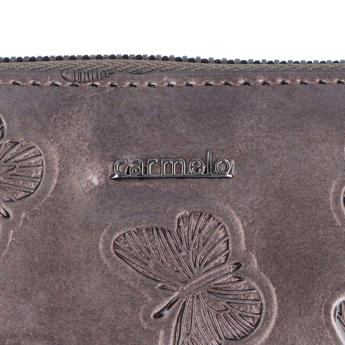 Penál z lakované kůže Carmelo materiál kůže zapínání na zip barva taupe velikost střední 2124 M T Logo