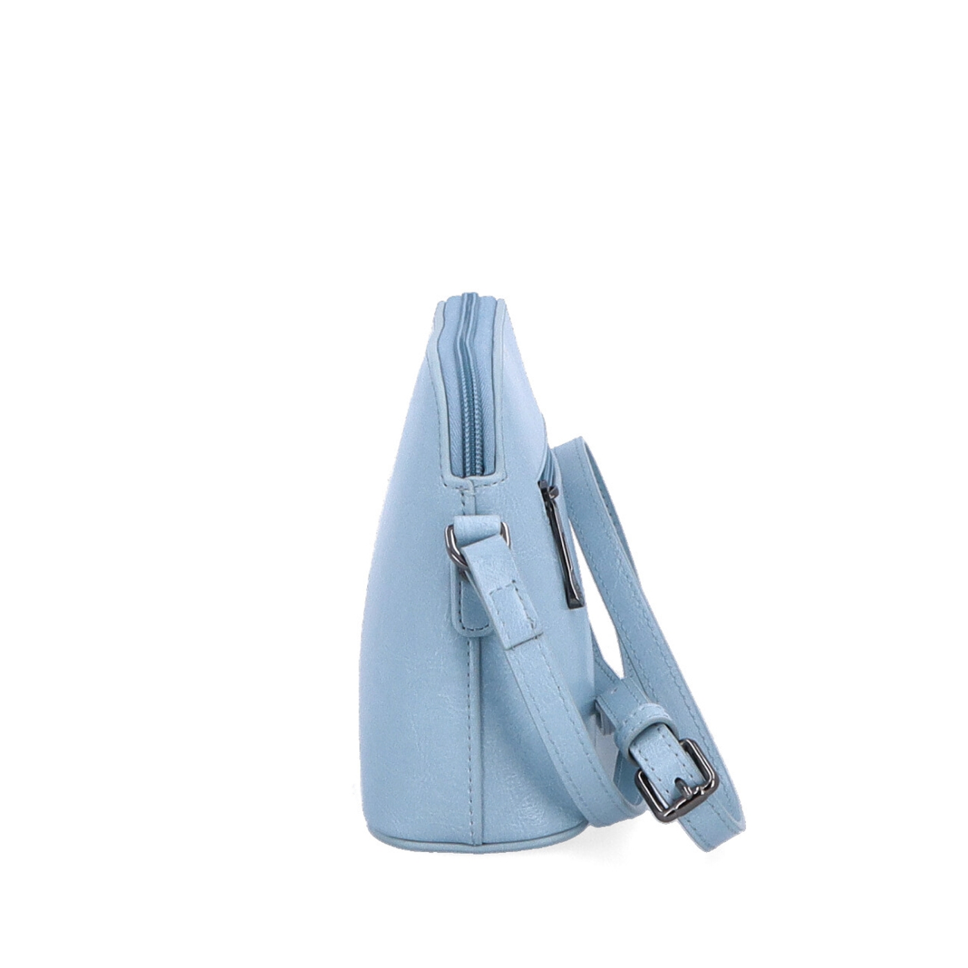 Luxusní malá kožená crossbody kabelka Noelia Bolger materiál kůže zapínání na zip barva modrá velikost malá NB 0080 SM Z boku