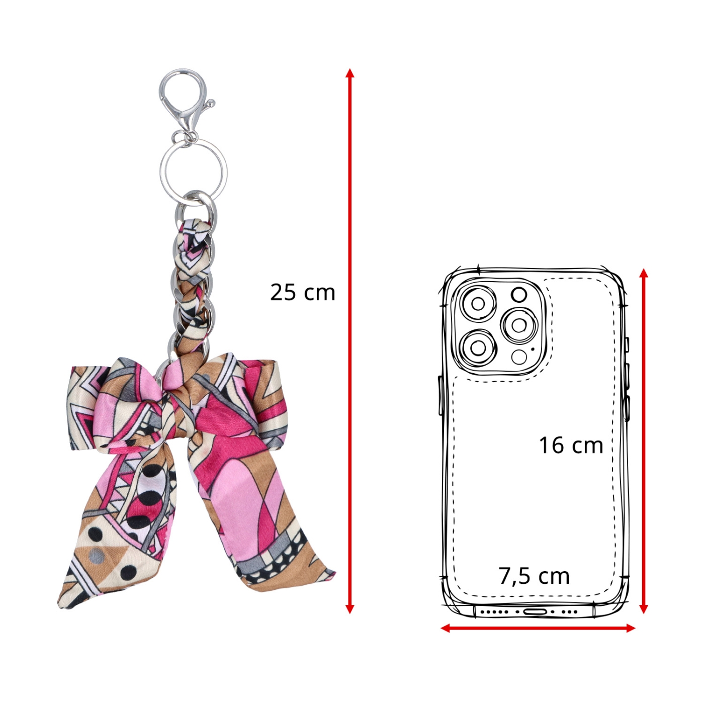 Přívěsek na kabelku s mašlí a karabinkou Indee materiál textil barva multicolor D011
