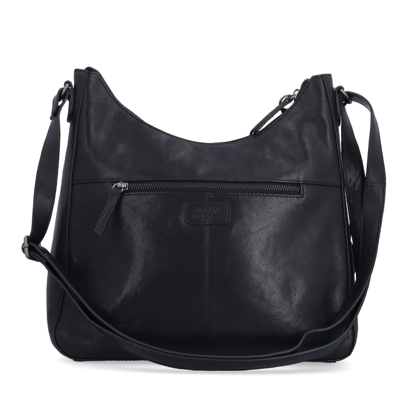 Kožená crossbody kabelka s moderním přívěskem Noelia Bolger materiál kůže zapínání na zip barva černá velikost střední NB 3106 C Zezadu