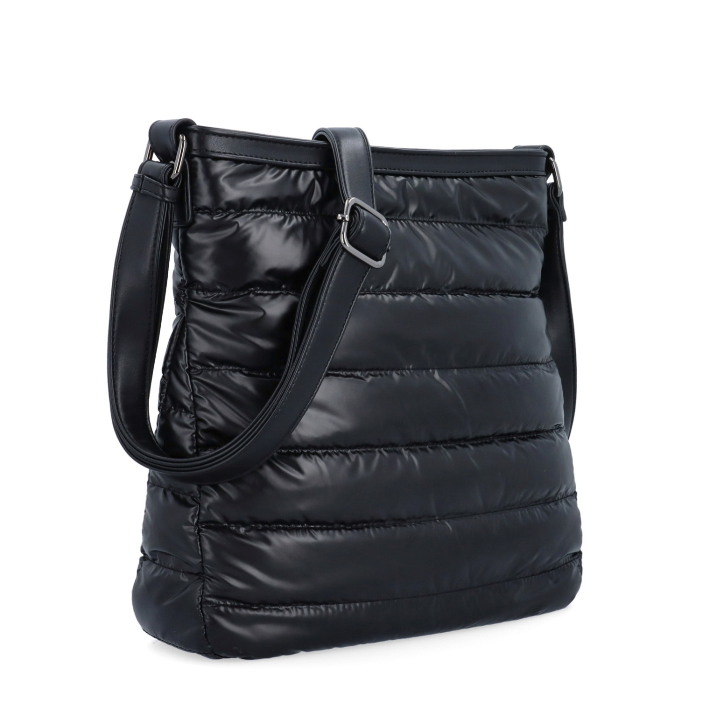 Moderní dámská kabelka z nadýchaného nylonu Carmelo materiál nylon zapínání na zip barva černá velikost střední 4382 C