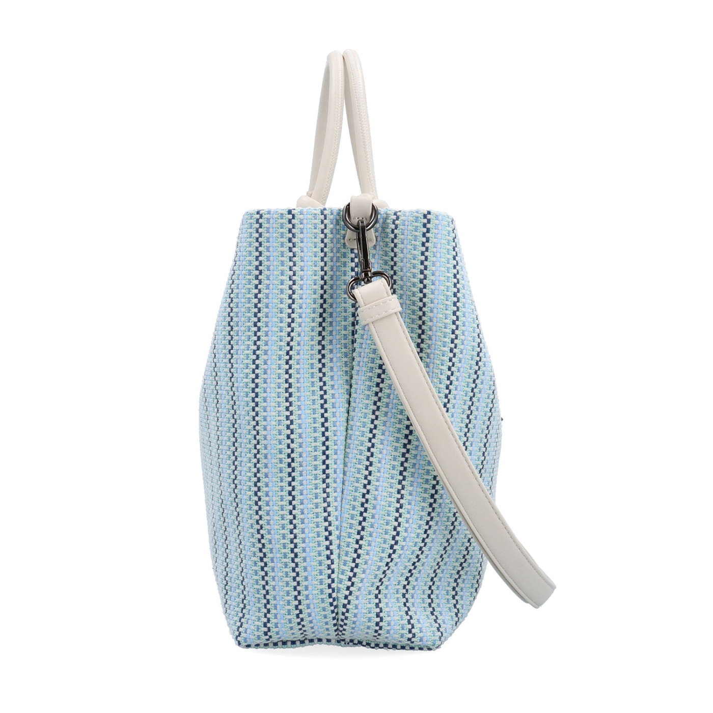 Prostorná shopper kabelka s originálními uchy Le Sands materiál syntetická kůže zapínání na zip barva modrá velikost velká 4613 M Z boku