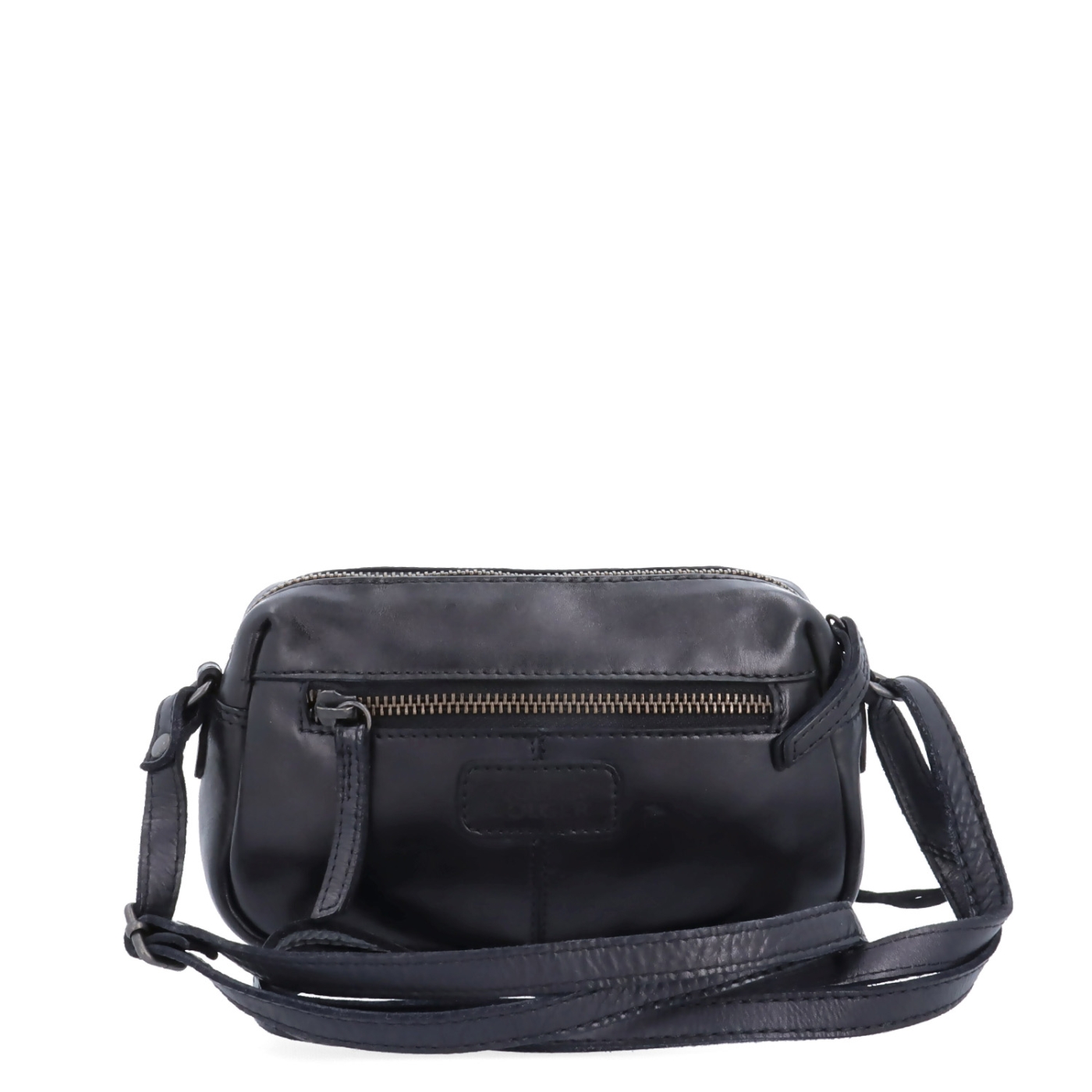 Minimalistická kožená crossbody kabelka Noelia Bolger materiál kůže zapínání na zip barva černá velikost malá NB 2417 C Zezadu