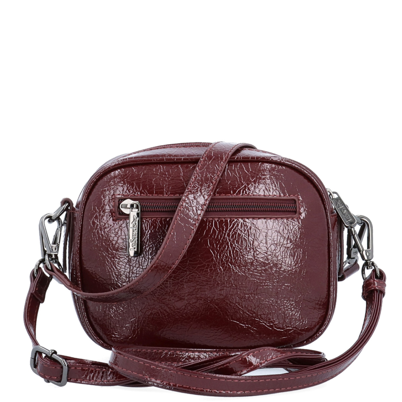 Malá crossbody kabelka se strukturovaným povrchem Le Sands materiál syntetická kůže zapínání na zip barva vínová velikost malá 4372 BO Zezadu