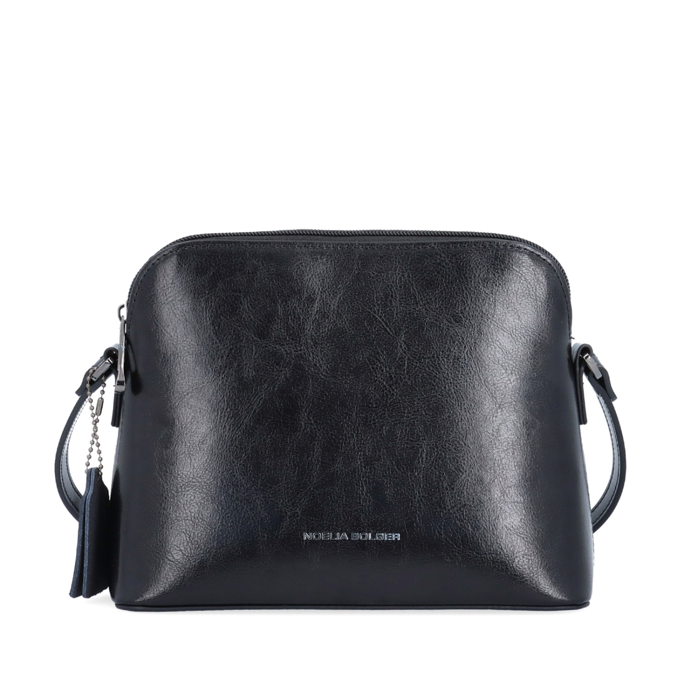 Minimalistická kožená crossbody kabelka na každý den Noelia Bolger materiál kůže zapínání na zip barva černá velikost malá NB 0116 C Zepředu