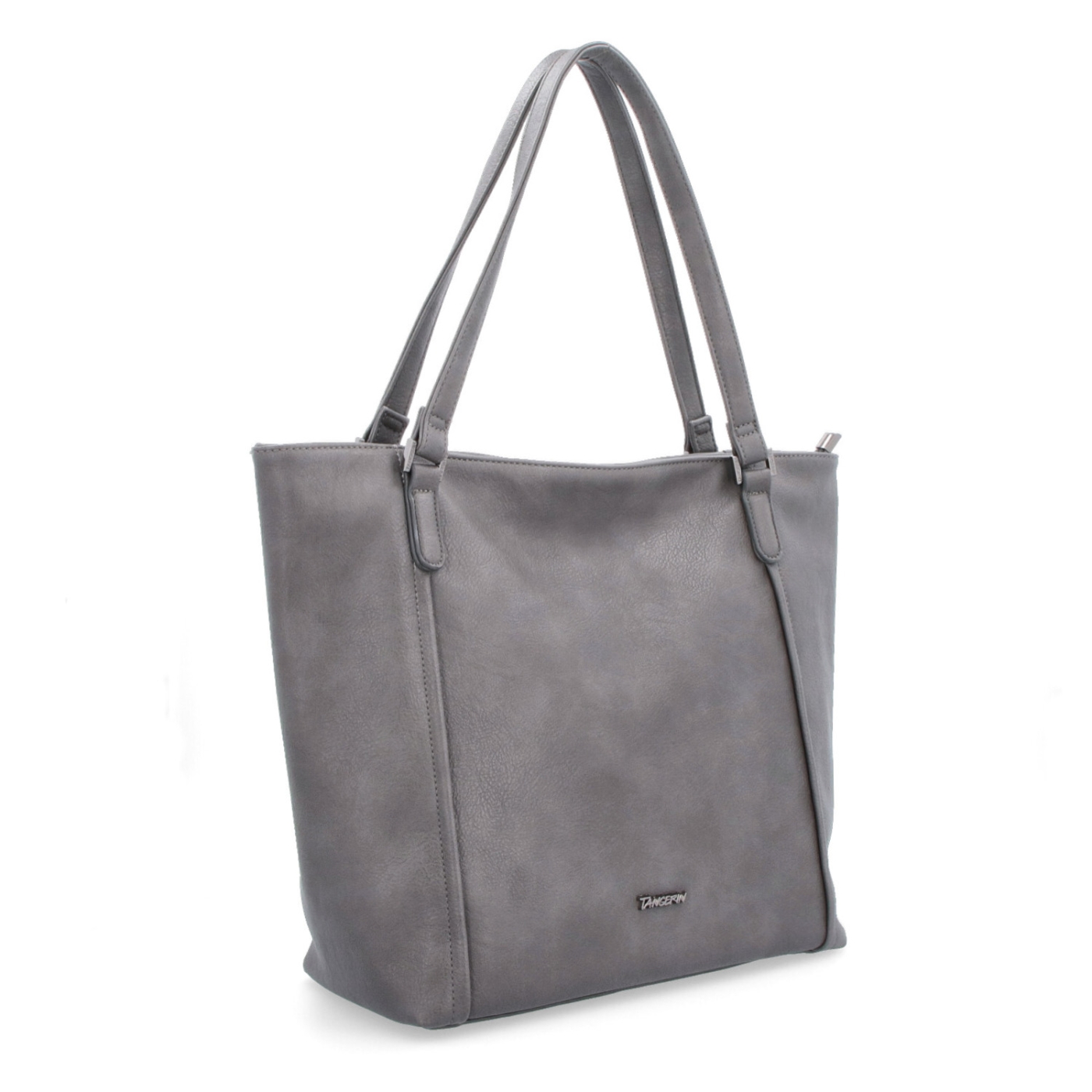 Velká shopper kabelka s jemným prošitím Tangerin materiál syntetická kůže zapínání na zip barva šedá velikost velká 8024 TS