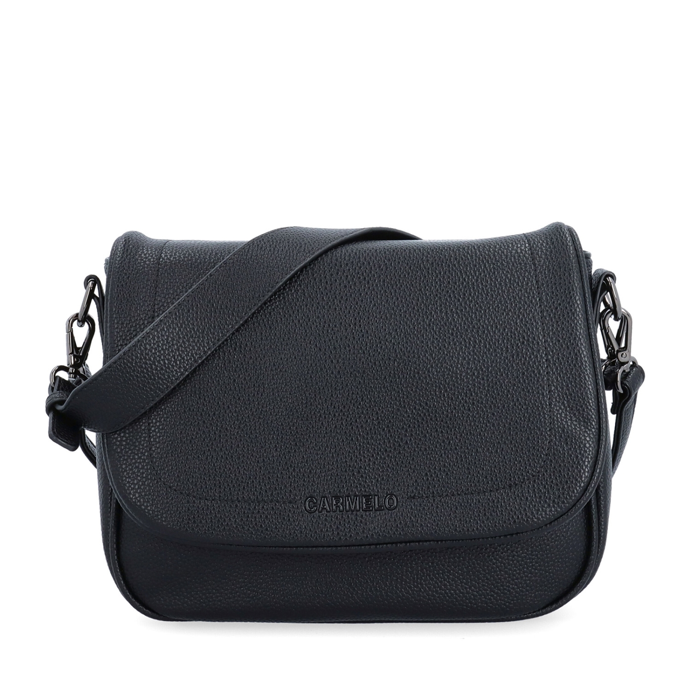 Dámská crossbody kabelka s jemnou strukturou Carmelo materiál syntetická kůže zapínání s klopou barva černá velikost střední 4361 C Zepředu