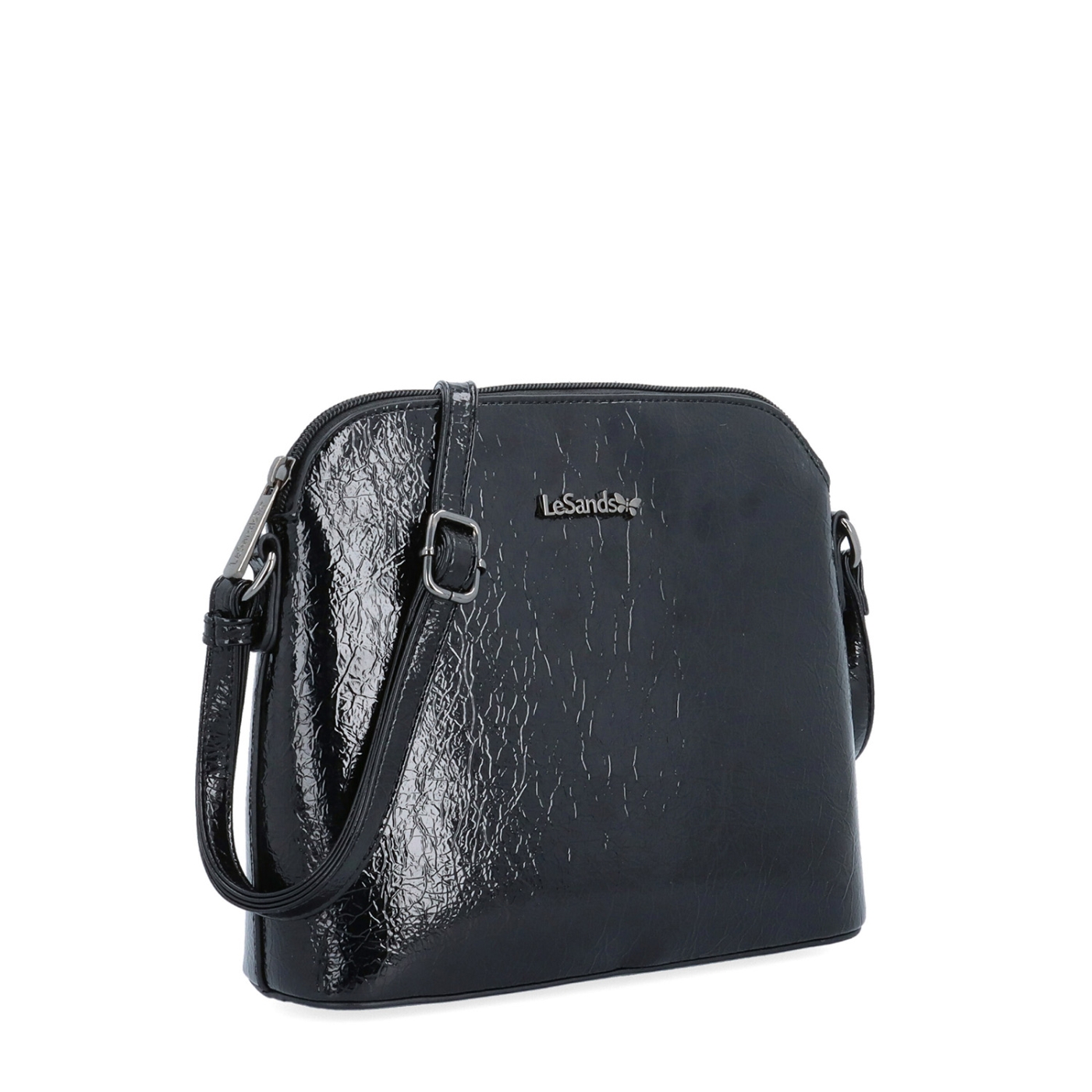 Designová crossbody vintage kabelka se strukturovaným vzorem Le Sands materiál syntetická kůže zapínání na zip barva černá velikost malá 4371 C