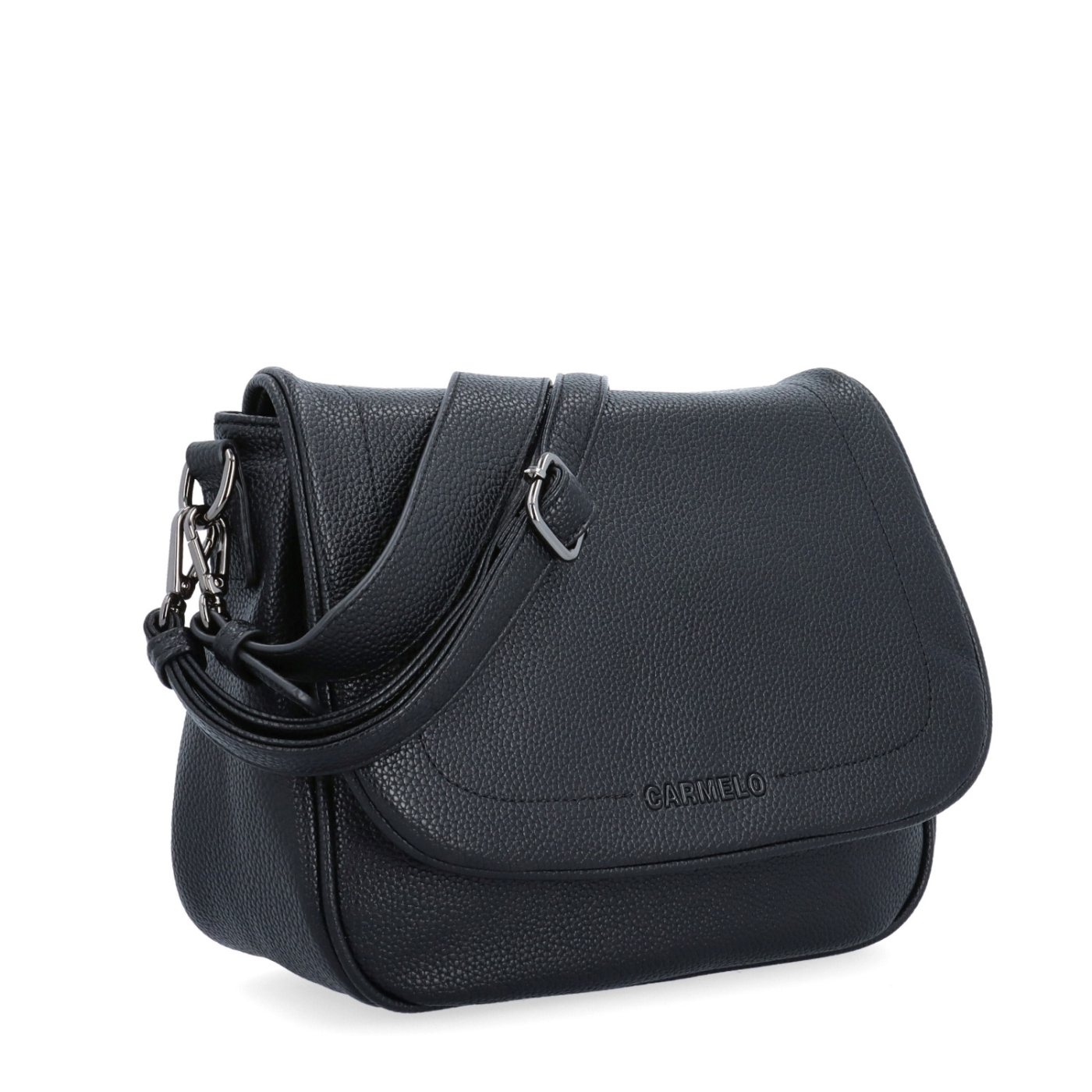 Dámská crossbody kabelka s jemnou strukturou Carmelo materiál syntetická kůže zapínání s klopou barva černá velikost střední 4361 C