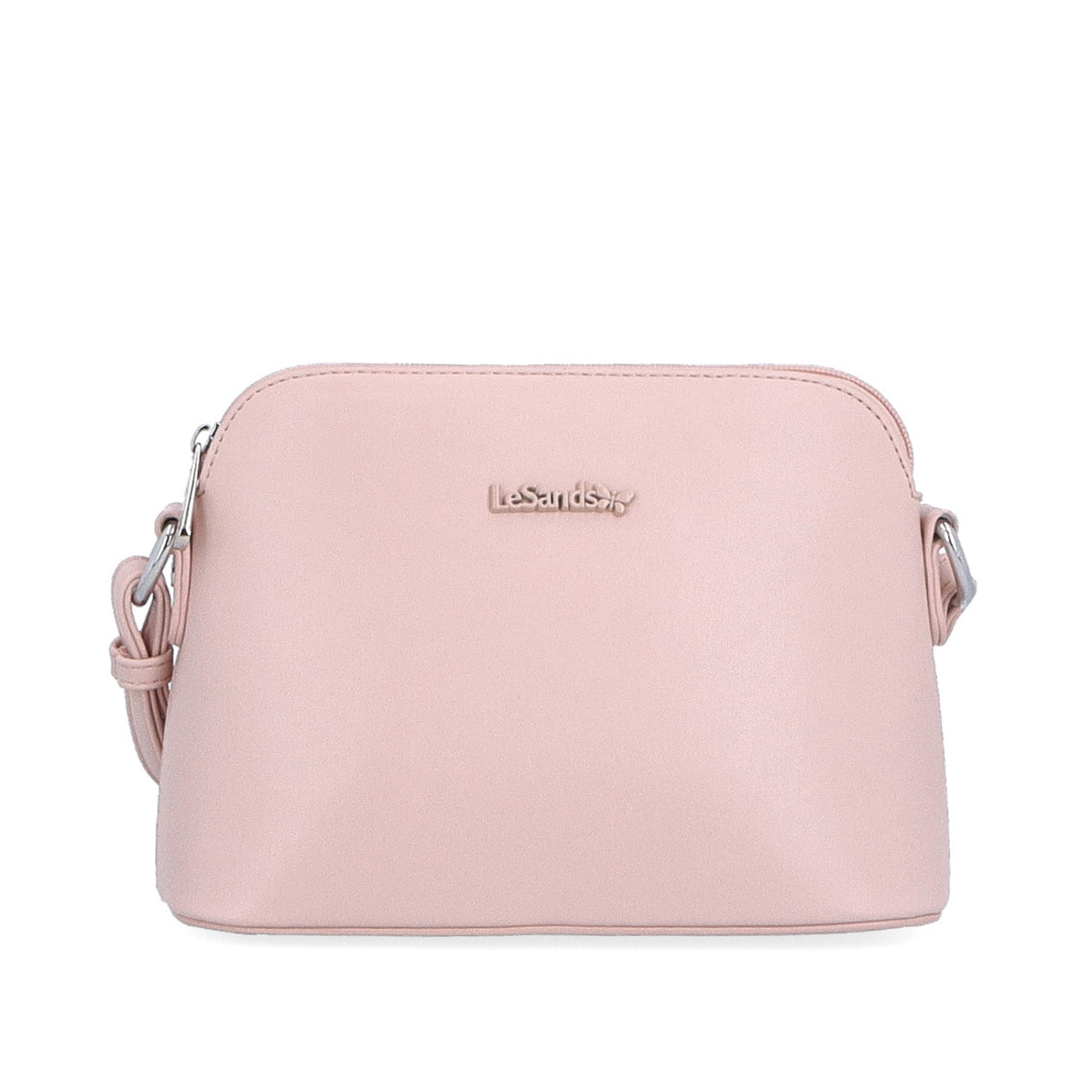 Minimalistická crossbody kabelka LeSands materiál syntetická kůže zapínání na zip barva růžová velikost malá 7710 R Zepředu