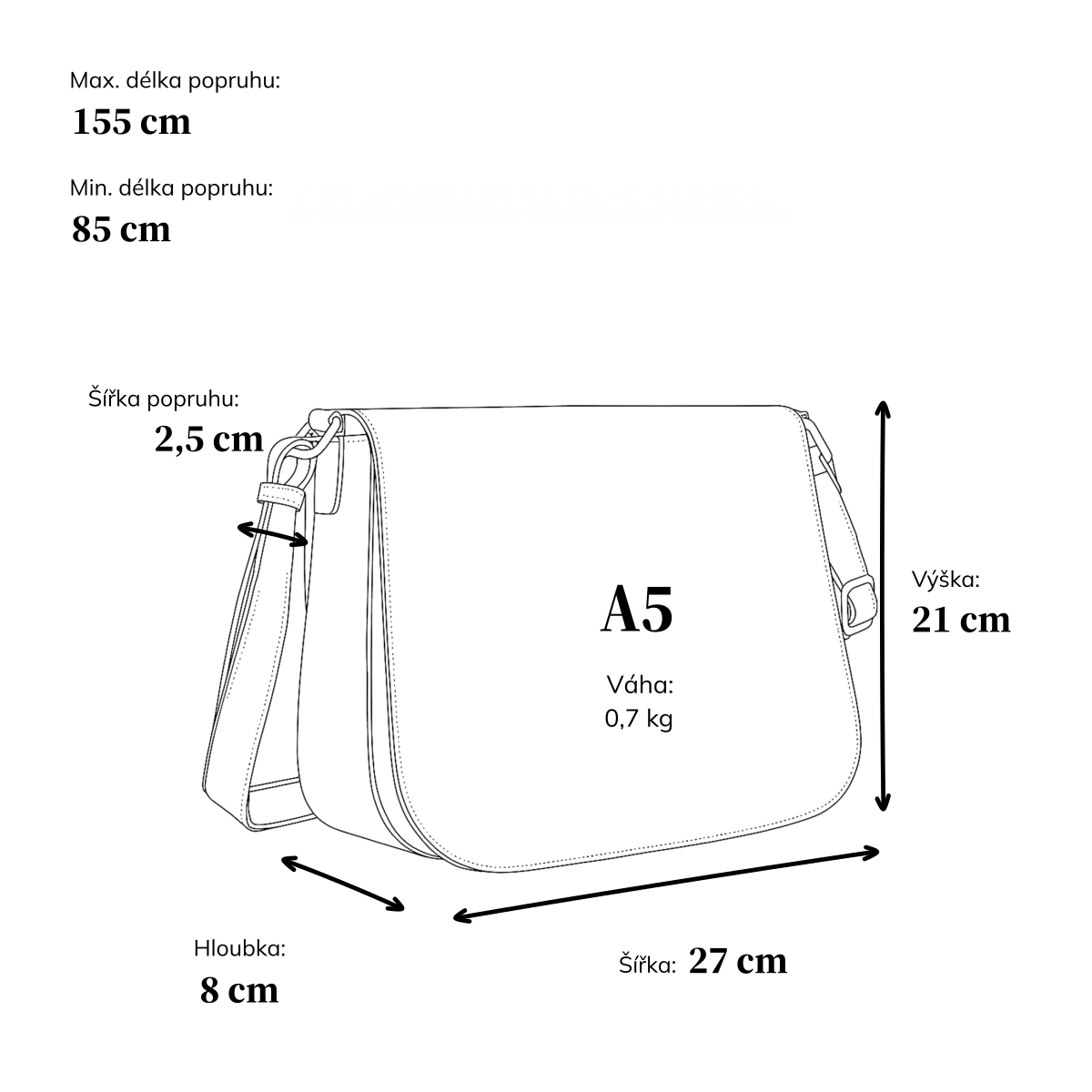 Elegantní crossbody kabelka s klopou Tangerin materiál syntetická kůže zapínání na zip barva šedá velikost střední 1115 ANT Rozměry