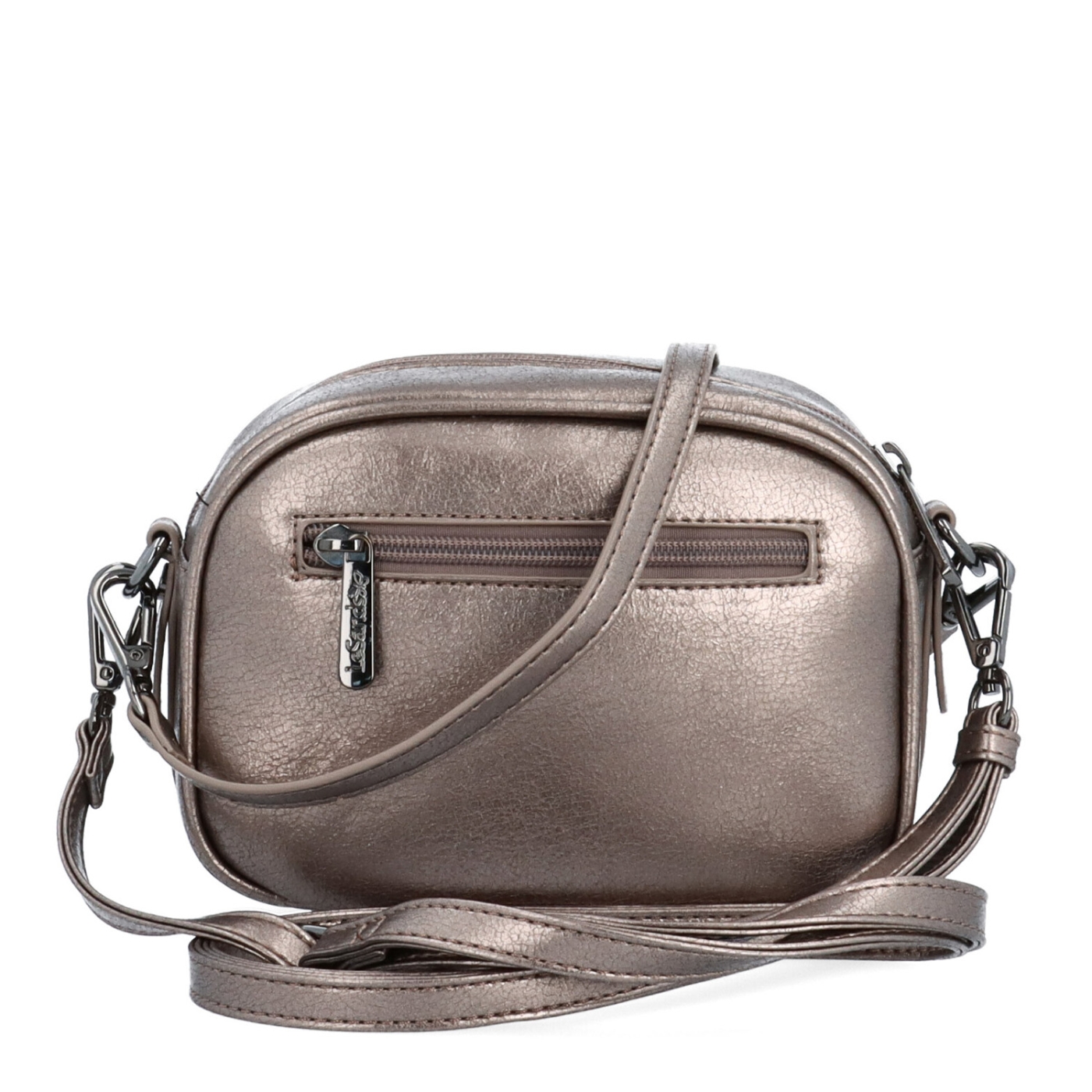 Malá crossbody kabelka s odnímatelným popruhem Le Sands materiál syntetická kůže zapínání na zip barva metalická velikost malá 4370 BR Zezadu