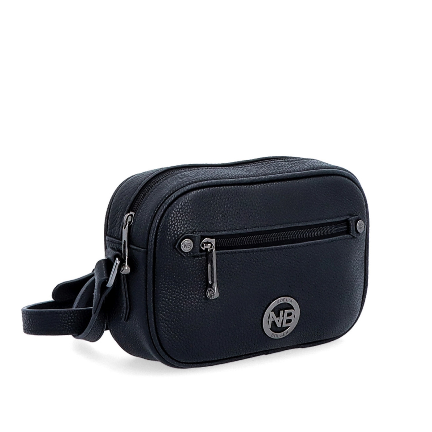 Malá kožená crossbody kabelka se zipy Noelia Bolger materiál kůže zapínání na zip barva černá velikost malá NB 3014 C