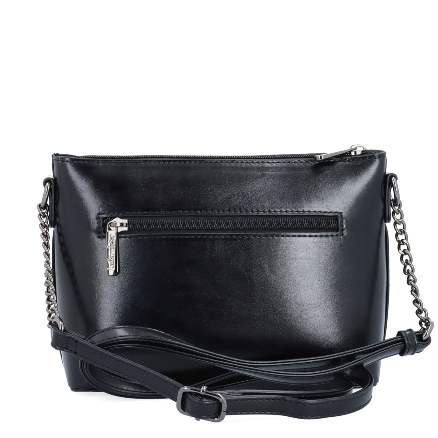 Elegantní crossbody kabelka s řetízkem Le Sands materiál syntetická kůže zapínání na zip barva černá velikost malá 4379 C Zezadu