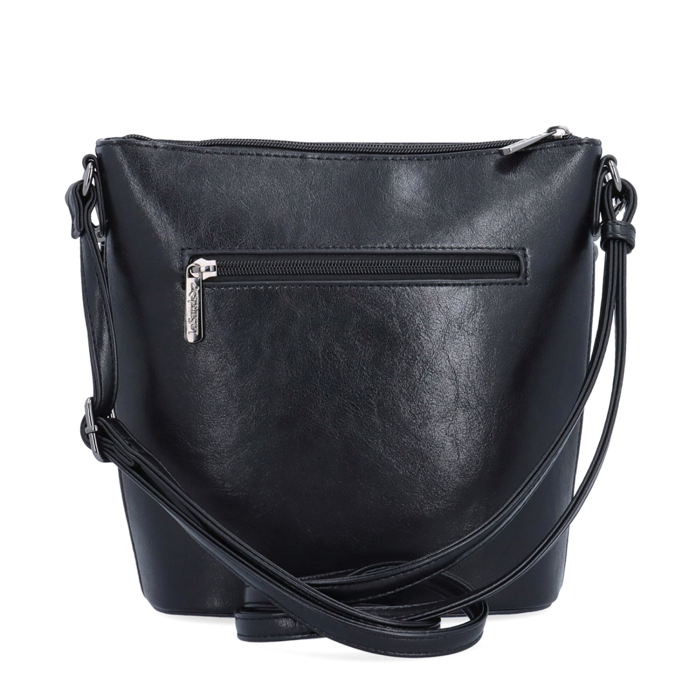 Elegantní crossbody kabelka s řetízkem Le Sands materiál syntetická kůže zapínání na zip barva černá velikost malá 7722 C Zezadu