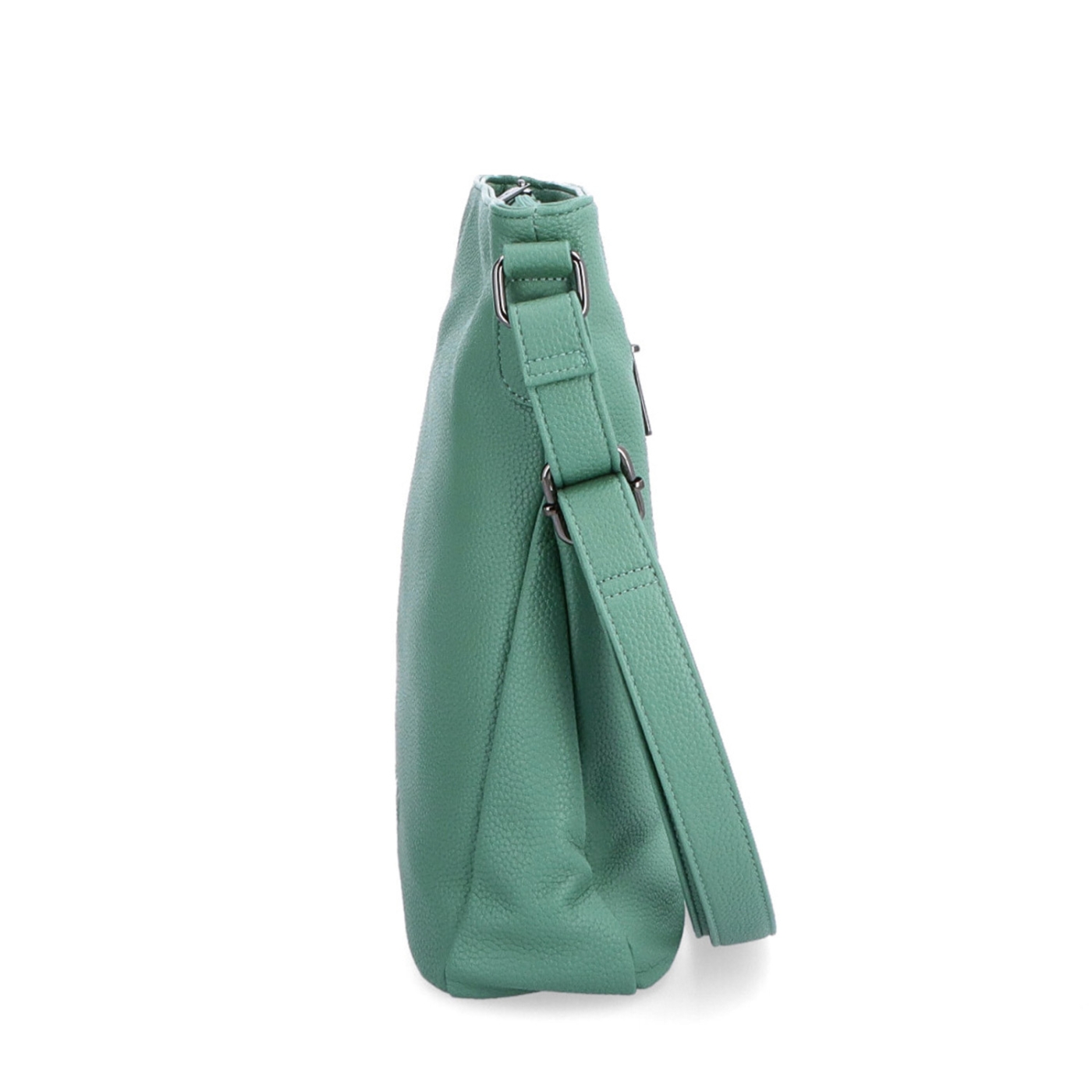 Designová crossbody kabelka Carmelo materiál syntetická kůže zapínání na zip barva zelená velikost střední 4271 ZE Z boku